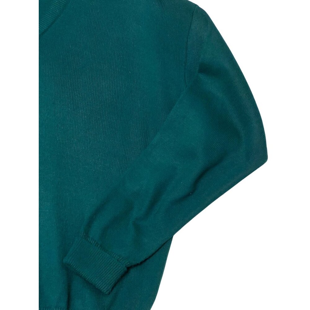 Vintage John Woodhead SWeater Men's MAcrylic V-Neck Sweater Teal Medium Stretch - Picture 4 of 13